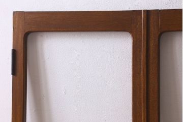 昭和レトロ　クリアガラス・モールガラス使用　懐かしい空気が漂う両開きのガラス扉(窓、ドア、観音扉)2枚セット