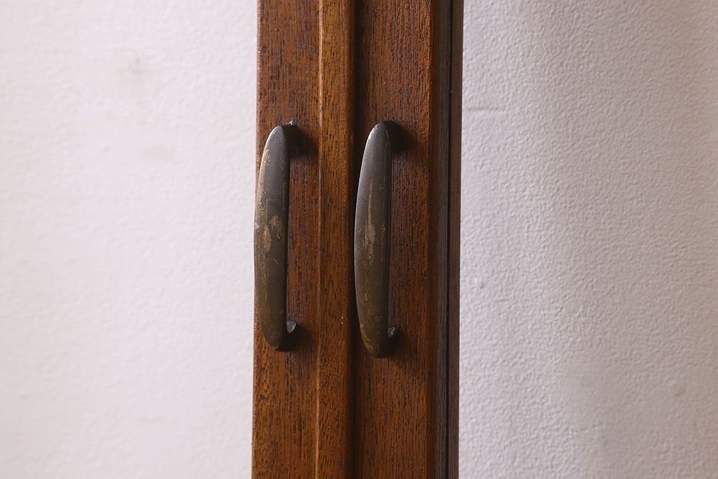 昭和レトロ　クリアガラス・モールガラス使用　懐かしい空気が漂う両開きのガラス扉(窓、ドア、観音扉)2枚セット