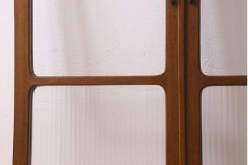 昭和レトロ　クリアガラス・モールガラス使用　懐かしい空気が漂う両開きのガラス扉(窓、ドア、観音扉)2枚セット
