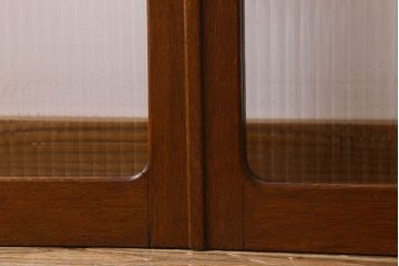 昭和レトロ　クリアガラス・モールガラス使用　懐かしい空気が漂う両開きのガラス扉(窓、ドア、観音扉)2枚セット