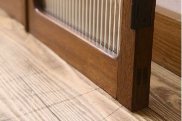 昭和レトロ　クリアガラス・モールガラス使用　懐かしい空気が漂う両開きのガラス扉(窓、ドア、観音扉)2枚セット