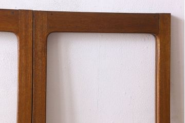 昭和レトロ　クリアガラス・モールガラス使用　懐かしい空気が漂う両開きのガラス扉(窓、ドア、観音扉)2枚セット