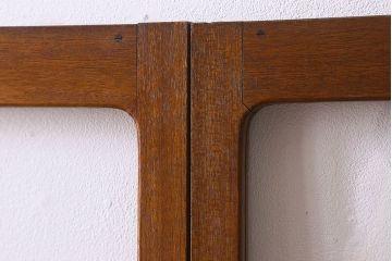 昭和レトロ　クリアガラス・モールガラス使用　懐かしい空気が漂う両開きのガラス扉(窓、ドア、観音扉)2枚セット