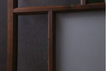 和製アンティーク　すりガラスと気泡ガラス入りのガラス戸(フィックス窓、明り取り、明かり取り、はめ殺し戸)(2)