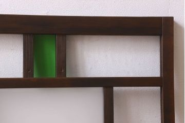 和製アンティーク　すりガラスと気泡ガラス入りのガラス戸(フィックス窓、明り取り、明かり取り、はめ殺し戸)(2)