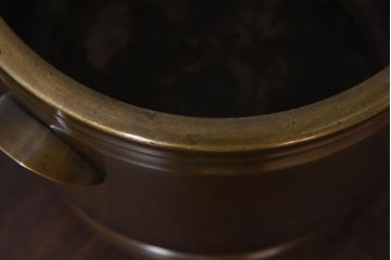 アンティーク雑貨　古民具・骨董　天巨銘　銀象嵌が美しい真鍮製火鉢(鉢カバー)(3)