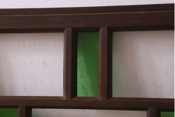 和製アンティーク　気泡ガラス　色ガラス　レトロな雰囲気漂うガラス戸(窓、引き戸)2枚組