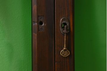 和製アンティーク　気泡ガラス　色ガラス　レトロな雰囲気漂うガラス戸(窓、引き戸)2枚組