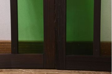 和製アンティーク　気泡ガラス　色ガラス　レトロな雰囲気漂うガラス戸(窓、引き戸)2枚組