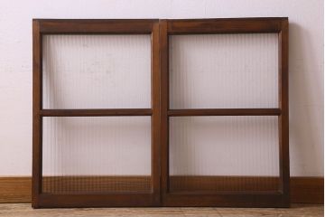 昭和レトロ　モールガラス入り!懐かしい雰囲気が魅力的なガラス戸(窓、引き戸)2枚セット