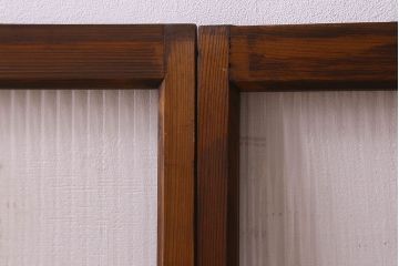 昭和レトロ　モールガラス入り!懐かしい雰囲気が魅力的なガラス戸(窓、引き戸)2枚セット