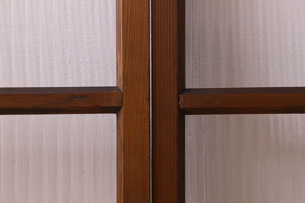 昭和レトロ　モールガラス入り!懐かしい雰囲気が魅力的なガラス戸(窓、引き戸)2枚セット