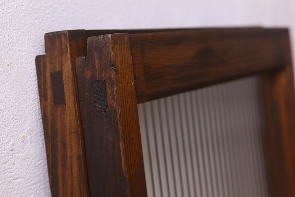 昭和レトロ　モールガラス入り!懐かしい雰囲気が魅力的なガラス戸(窓、引き戸)2枚セット