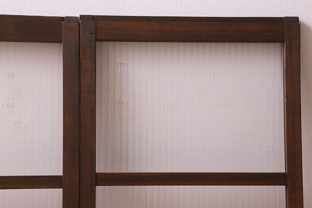 昭和レトロ　モールガラス入り!懐かしい雰囲気が魅力的なガラス戸(窓、引き戸)2枚セット