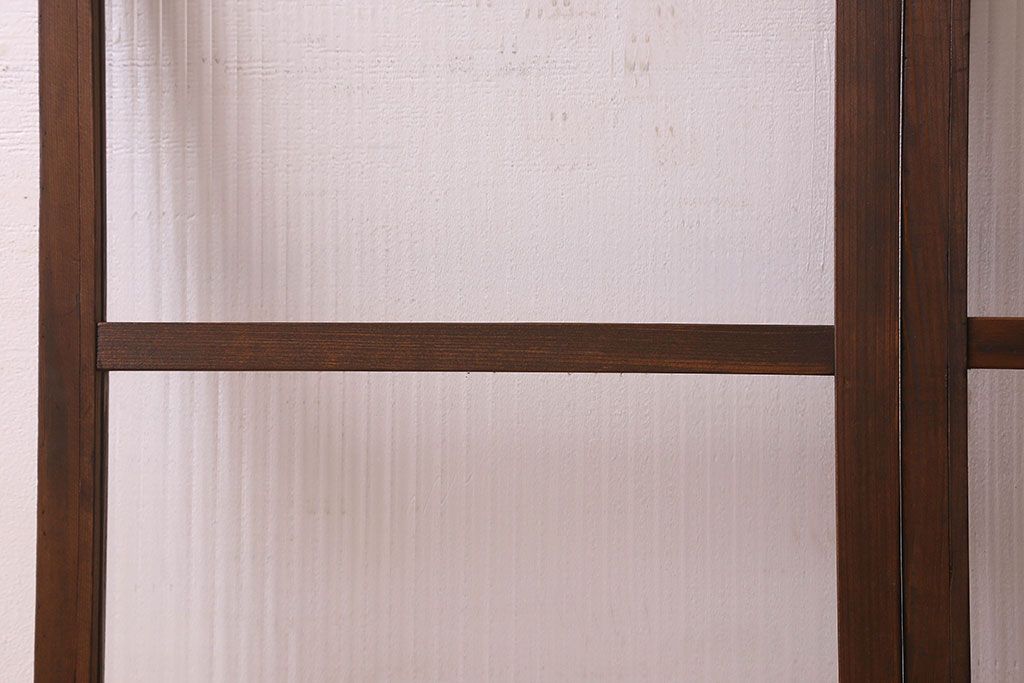 昭和レトロ　モールガラス入り!懐かしい雰囲気が魅力的なガラス戸(窓、引き戸)2枚セット