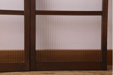 昭和レトロ　モールガラス入り!懐かしい雰囲気が魅力的なガラス戸(窓、引き戸)2枚セット