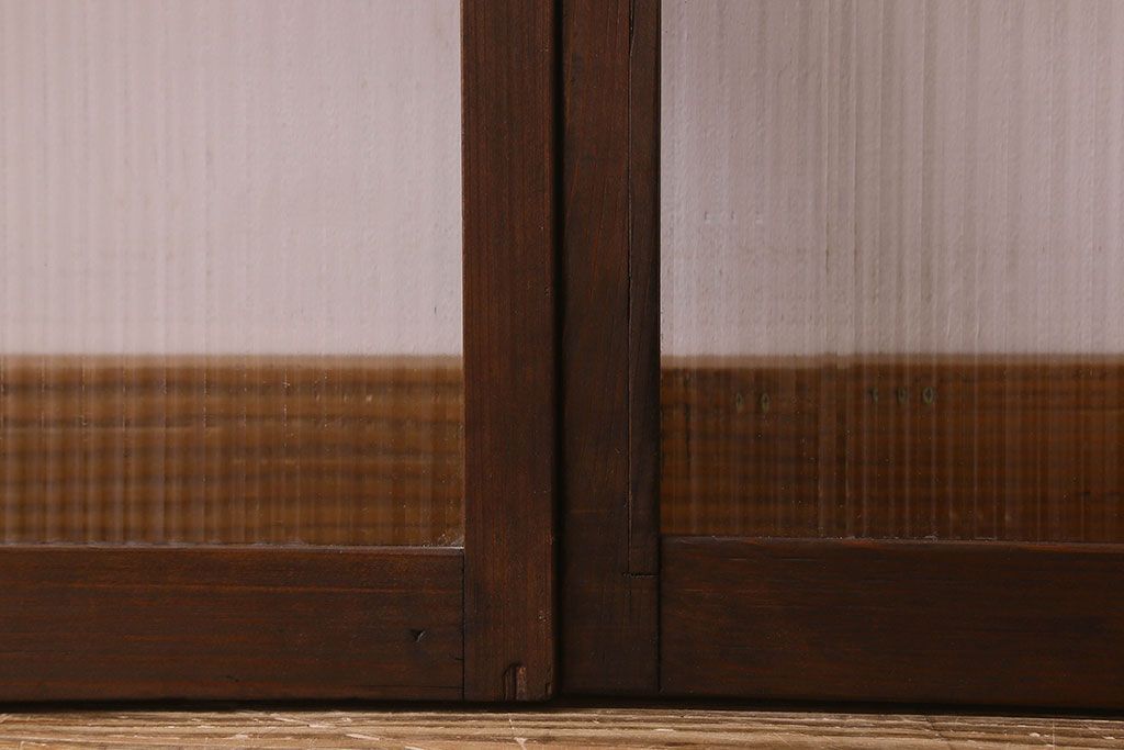 昭和レトロ　モールガラス入り!懐かしい雰囲気が魅力的なガラス戸(窓、引き戸)2枚セット