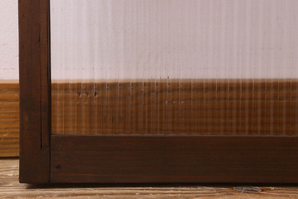 昭和レトロ　モールガラス入り!懐かしい雰囲気が魅力的なガラス戸(窓、引き戸)2枚セット