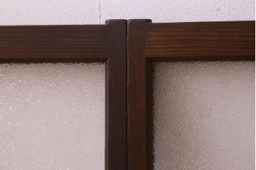 和製アンティーク　ダイヤガラス入り!レトロで味わいのあるガラス戸(窓、引き戸)2枚セット
