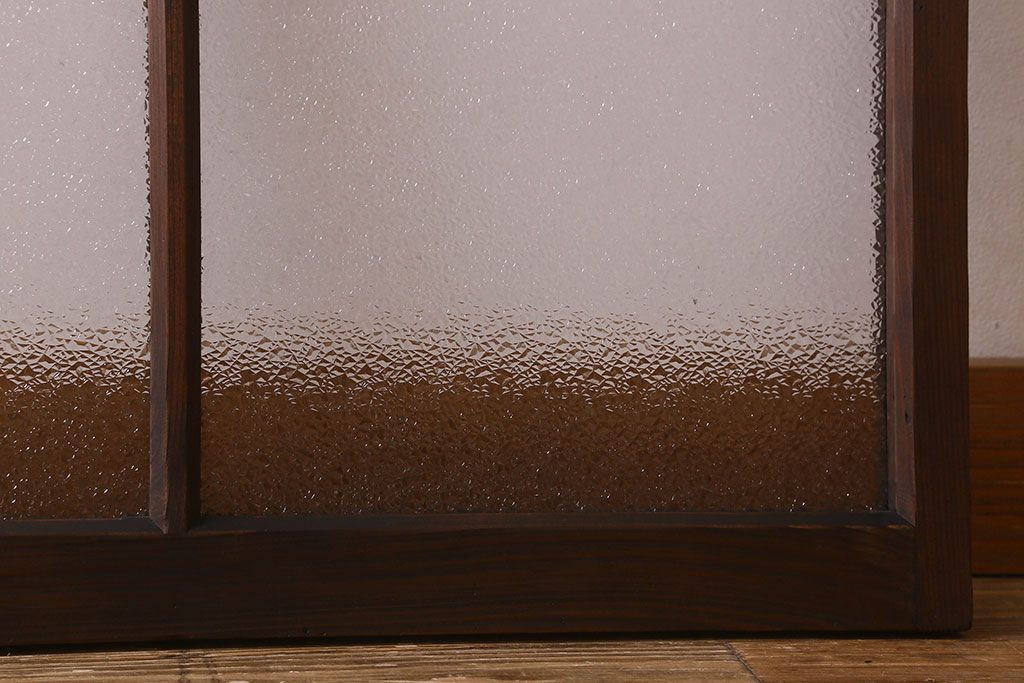 和製アンティーク　ダイヤガラス入り!レトロで味わいのあるガラス戸(窓、引き戸)2枚セット