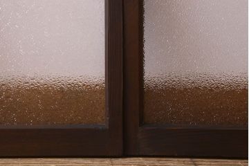 和製アンティーク　ダイヤガラス入り!レトロで味わいのあるガラス戸(窓、引き戸)2枚セット