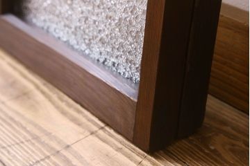 和製アンティーク　ダイヤガラス入り!レトロで味わいのあるガラス戸(窓、引き戸)2枚セット