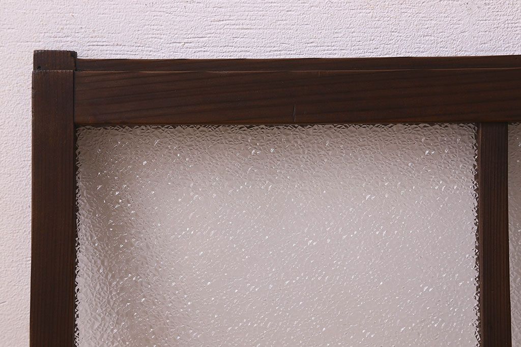 和製アンティーク　ダイヤガラス入り!レトロで味わいのあるガラス戸(窓、引き戸)2枚セット