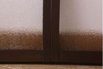 和製アンティーク　ダイヤガラス入り!レトロで味わいのあるガラス戸(窓、引き戸)2枚セット