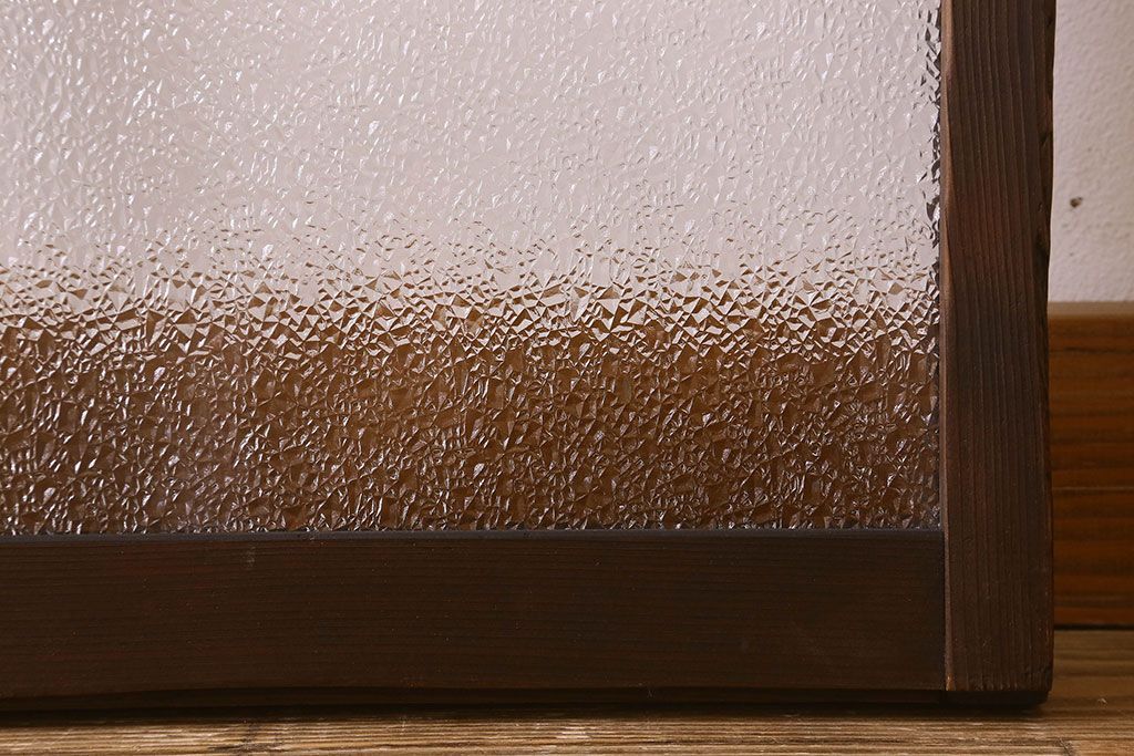 和製アンティーク　ダイヤガラス入り!レトロで味わいのあるガラス戸(窓、引き戸)2枚セット