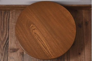 レトロ家具　昭和レトロ　明るい木の色味が素敵な丸ちゃぶ台(座卓、ローテーブル、折り畳みテーブル)