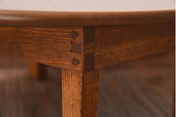 レトロ家具　昭和レトロ　明るい木の色味が素敵な丸ちゃぶ台(座卓、ローテーブル、折り畳みテーブル)