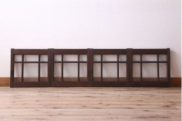 和製アンティーク　モールガラス・ダイヤガラスが魅力的な小さなガラス戸(窓、引き戸)4枚セット