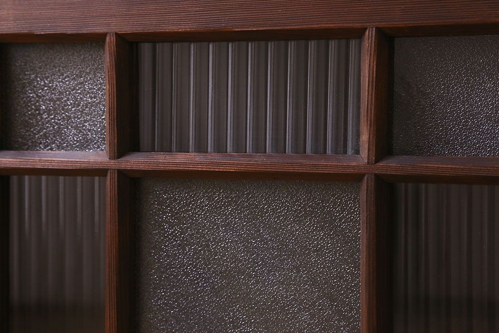 和製アンティーク　モールガラス・ダイヤガラスが魅力的な小さなガラス戸(窓、引き戸)4枚セット