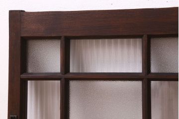 和製アンティーク　モールガラス・ダイヤガラスが魅力的な小さなガラス戸(窓、引き戸)4枚セット