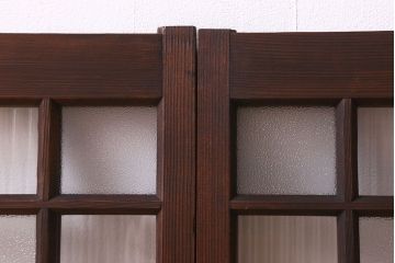 和製アンティーク　モールガラス・ダイヤガラスが魅力的な小さなガラス戸(窓、引き戸)4枚セット