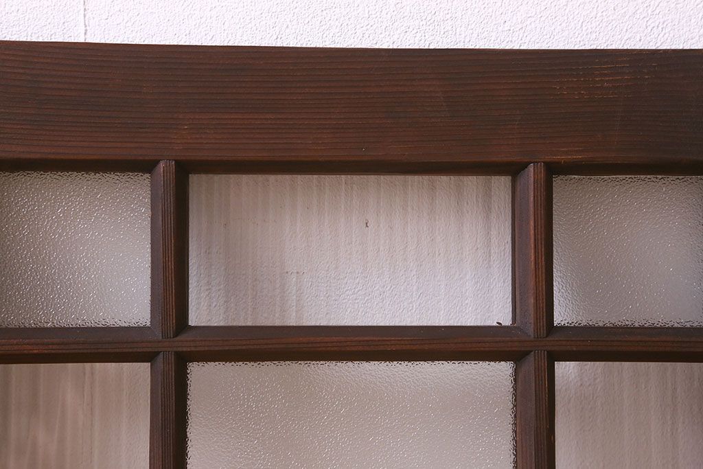 和製アンティーク　モールガラス・ダイヤガラスが魅力的な小さなガラス戸(窓、引き戸)4枚セット