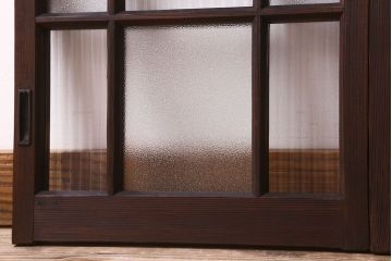 和製アンティーク　モールガラス・ダイヤガラスが魅力的な小さなガラス戸(窓、引き戸)4枚セット