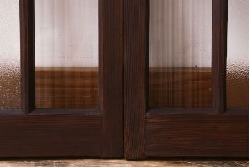 和製アンティーク　モールガラス・ダイヤガラスが魅力的な小さなガラス戸(窓、引き戸)4枚セット