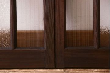 和製アンティーク　モールガラス・ダイヤガラスが魅力的な小さなガラス戸(窓、引き戸)4枚セット