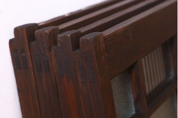 和製アンティーク　モールガラス・ダイヤガラスが魅力的な小さなガラス戸(窓、引き戸)4枚セット