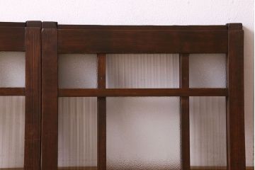 和製アンティーク　モールガラス・ダイヤガラスが魅力的な小さなガラス戸(窓、引き戸)4枚セット