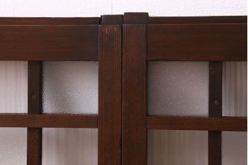 和製アンティーク　モールガラス・ダイヤガラスが魅力的な小さなガラス戸(窓、引き戸)4枚セット