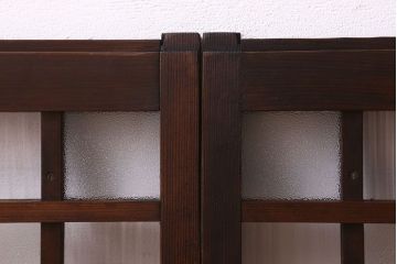 和製アンティーク　モールガラス・ダイヤガラスが魅力的な小さなガラス戸(窓、引き戸)4枚セット