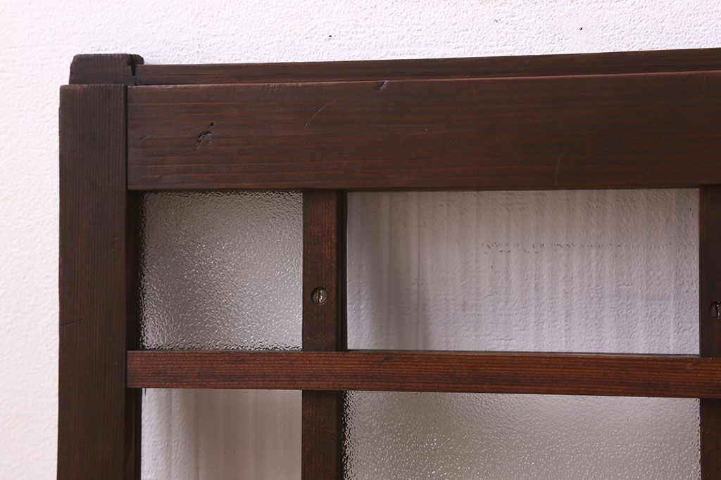 和製アンティーク　モールガラス・ダイヤガラスが魅力的な小さなガラス戸(窓、引き戸)4枚セット