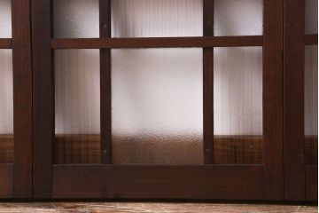 和製アンティーク　モールガラス・ダイヤガラスが魅力的な小さなガラス戸(窓、引き戸)4枚セット