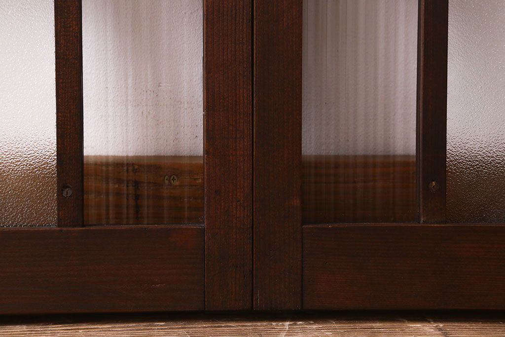 和製アンティーク　モールガラス・ダイヤガラスが魅力的な小さなガラス戸(窓、引き戸)4枚セット