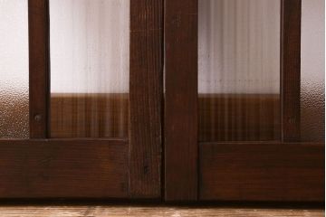 和製アンティーク　モールガラス・ダイヤガラスが魅力的な小さなガラス戸(窓、引き戸)4枚セット