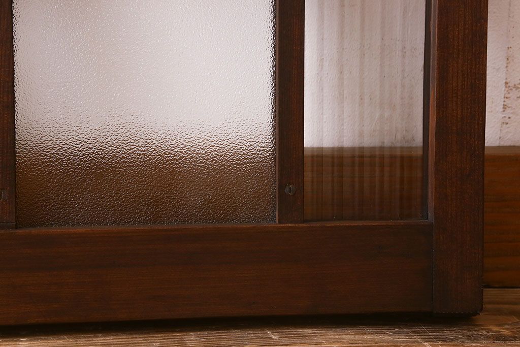 和製アンティーク　モールガラス・ダイヤガラスが魅力的な小さなガラス戸(窓、引き戸)4枚セット