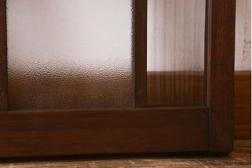 和製アンティーク　モールガラス・ダイヤガラスが魅力的な小さなガラス戸(窓、引き戸)4枚セット