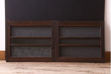和製アンティーク　小さなガラス戸(窓、引き戸)2枚セット
